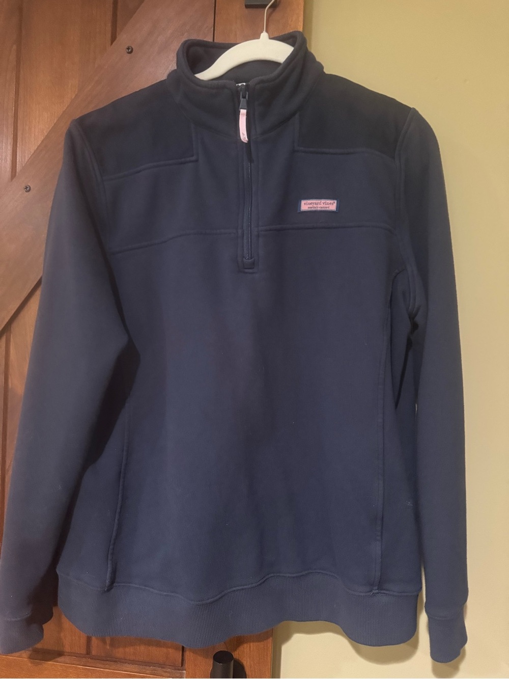 Vineyard Vines Navy Pullover with Pink Accents